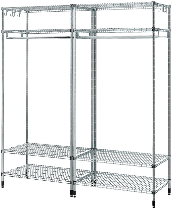 OLAUS Shelving unit with clothes rail - galvanised 186x50x201 cm