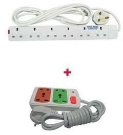 Power King 6 Way Power Extension Cable - White + Free Gift