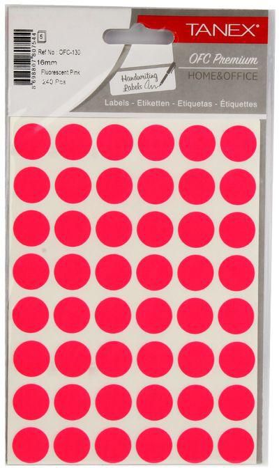 Tanex HANDWRITING LABEL TANEX PINK ROUNDED 16 MM 5 SHEETS A5 / 48 MODEL OFC-130