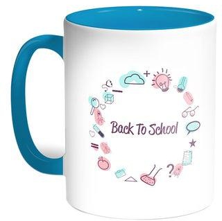 Back To School Printed Coffee Mug Turquoise/White