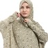 Izor Self Pattern Zippered Isdal With Attached Veil - Olive, White & Black