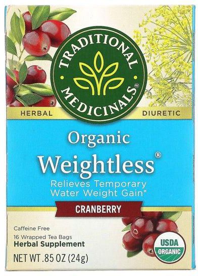 Organic Weightless Cranberry Caffeine Free 16 Wrapped Tea Bags .85 oz 24 g