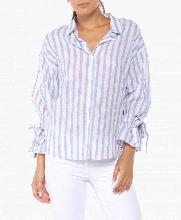Blue and White Tie Sleeve Shirt