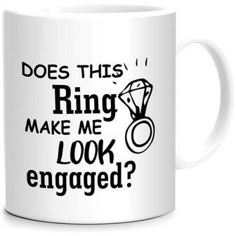 Does This Ring Make Me Look Engaged Printed Mug White/Black 11.5x10.5x10.5 centimeter