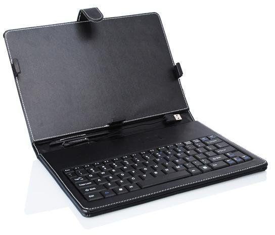 PC Keyboard Case Folio Leather Folding Flip Cover for 7 Inch Tablet  - Black