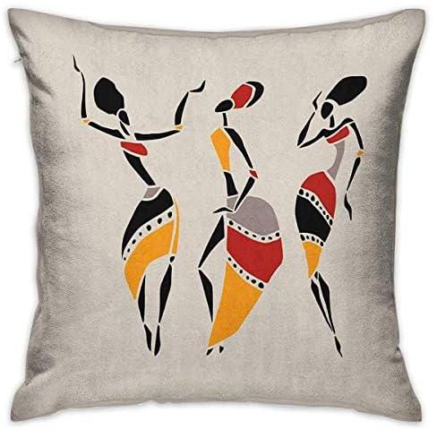 NA African Woman Square Standard Pillowcase African Dancers Silhouette Set Ethnic Native Dresses Party Carnival Tradition Multicolor Cushion Cases Pillowcases for Sofa Bedroom Car