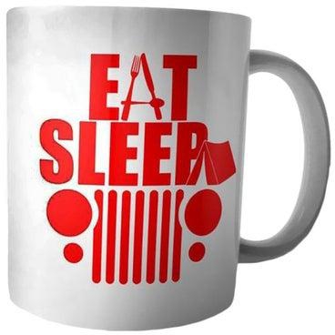 مج مزين بطبعة عبارة "Eat Sleep" أبيض/أحمر