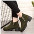 Eissely Womens Short Booties Ankle Boots Winter Female Suede Med Martin Boots Shoes-Green