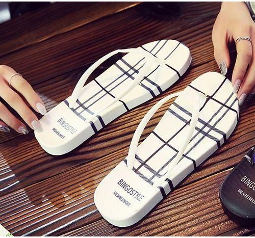 Sleek Strip Comfort Design Slippers - White