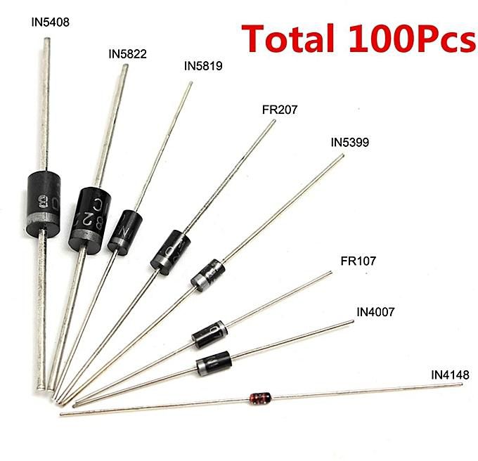 8 Value 100Pcs Schottky Diode Assortment Kit IN4007 IN4148 IN5822 FR107 L3s