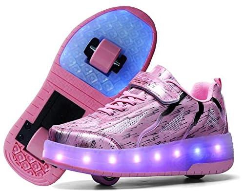 اتش اف اكس سي حذاء تزلج بعجلات للاطفال، حذاء تزلج باضاءة LED، حذاء تزلج لامع مناسب كهدية للاطفال الاولاد والبنات