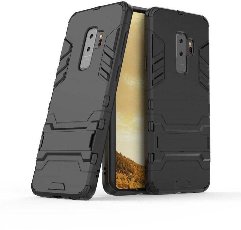 For Samsung Galaxy S9 Plus G965 - Cool Guard Kickstand Hybrid PC TPU Phone Case - Black