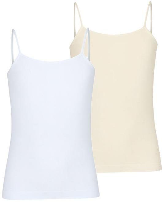Silvy Set Of 2 Camisoles For Girls - White Beige, 10 - 12 Years