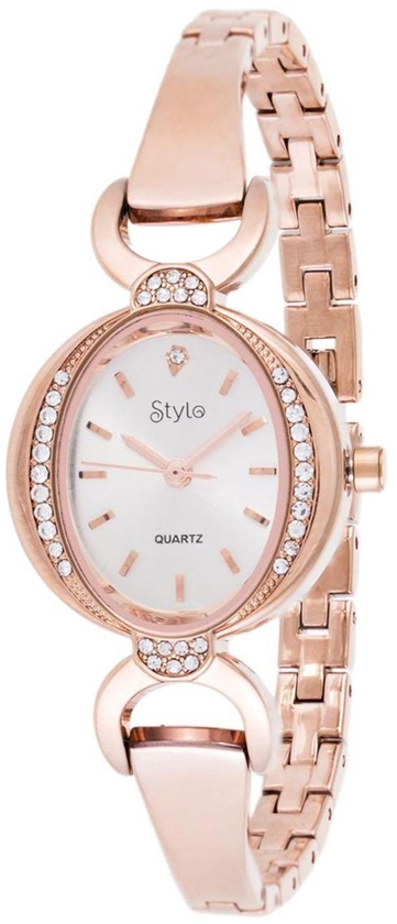 Stylo Women's White Dial Rose Gold Plated Quartz Watch