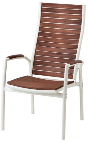 VINDALSÖ Reclining chair, outdoor, white, brown stained