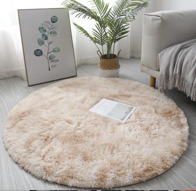 Get Fur Round Rug, 150×150 cm - Beige with best offers | Raneen.com