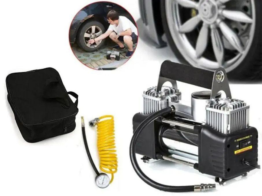 628-4X4 150PSI Heavy Duty Tire FAST Inflator Portable Air Compressor Dual Cylinder Direct Drive 12V