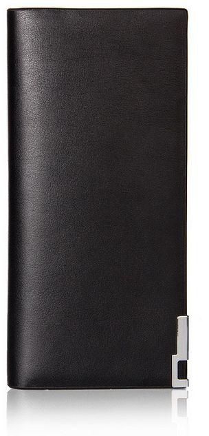 Baellerry Casual long leather Bifold Thin Wallet for men - Black