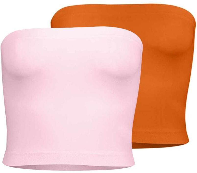 Silvy Set Of 2 Tube Tops For Women - Rose / Orange, Medium
