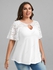 Plus Size Flutter Sleeves  Lace Panel Keyhole Tee - M | Us 10