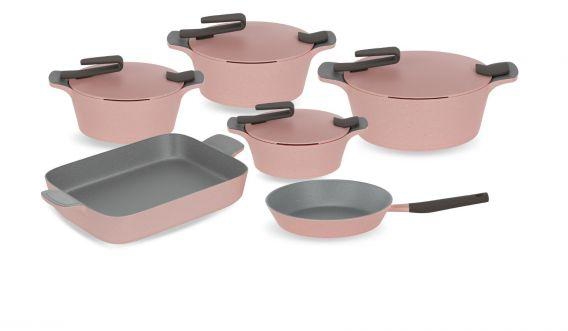 Pyrex - Set of Artisan Granite 10 pieces ( 18,22,26,30) + Pan + Oven dish - Rose
