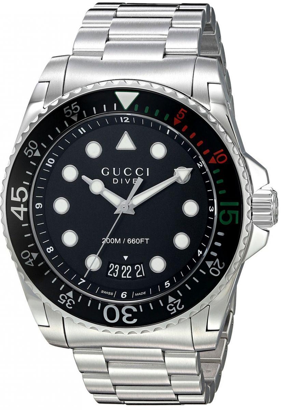 Gucci Silver Stainless Black dial Watch for Men's YA136208
