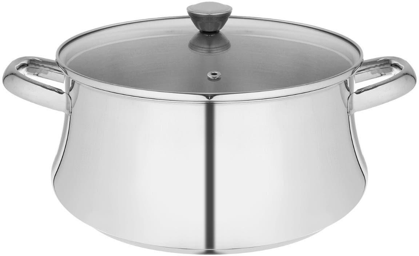 Get Zahran Stainless Steel Pot with Glass Lid, 24 cm - Silver with best offers | Raneen.com