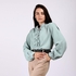Esla Manderine Plain Long Sleeves Blouse - Mint Green