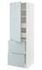 METOD / MAXIMERA Hi cab w shlvs/4 drawers/dr/2 frnts, white/Voxtorp walnut effect, 60x60x200 cm - IKEA