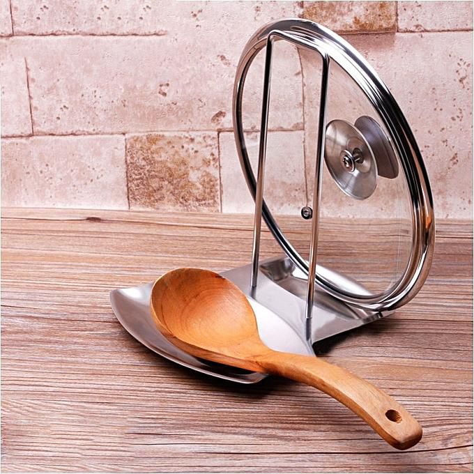 Generic Kitchen Stainless Steel Pan Pot Cover Rack Lid Rack Stand Spoon Rest Cover Holder