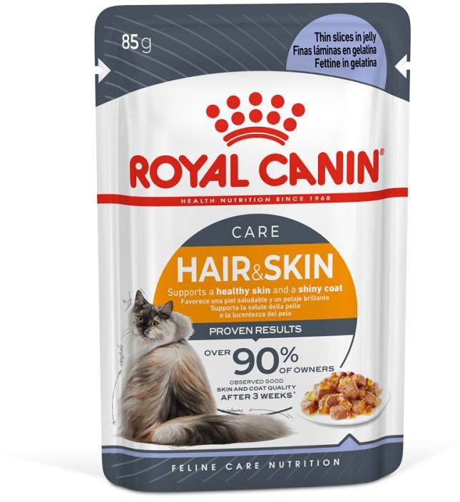 Royal Canin Jelly Hair and Skin For Adult Cats Pouches 85g - Pack of 12