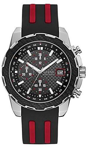 Guess Men's Black Dial Silicone Band Watch - U1047G1