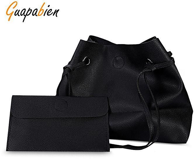 Guapabien Women PU Leather Tote Bag - Black