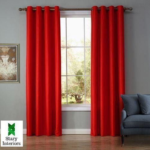 Generic RED Curtain (2M) (2Panels,each 1M) + FREE SHEER.