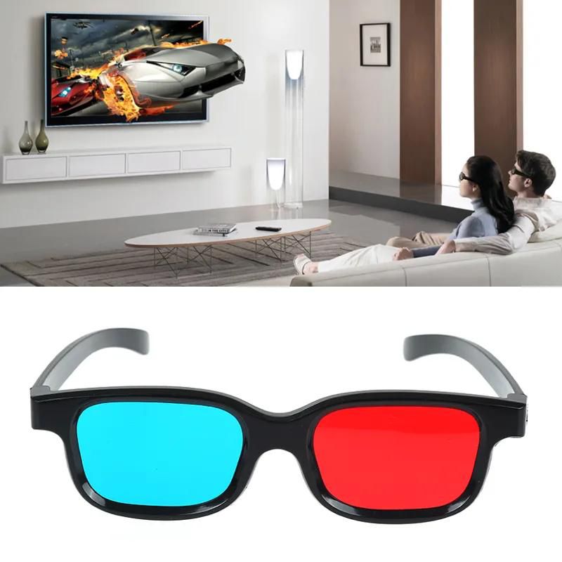 Red Blue 3D Glasses Black Frame For Dimensional Anaglyph TV Movie DVD Game VR Glasses For 3D Movies Play 3D Games