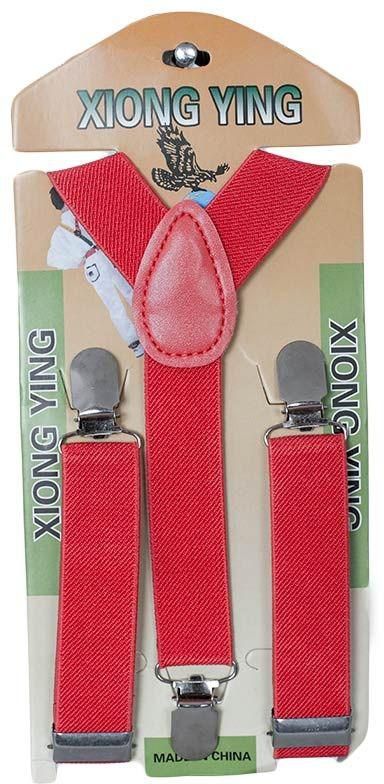 Fashion Red Boy's Adjustable Suspenders With Silver Clip
