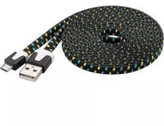 PremiumCord Cable micro USB 2.0, AB 2m, flat textile cable, black-blue-yellow | Gear-up.me