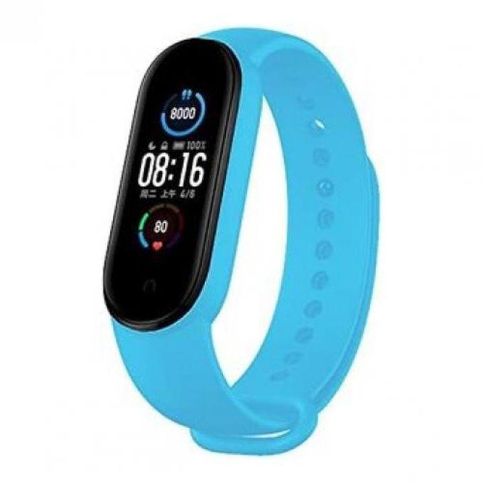 Tentech Strap Silicone Band For Xiaomi Mi Band 7/6 / 5 Breathable Strap Replacement For M5 M6 M7 Bracelet For Xiaomi MiBand 7 6 5 Smart Watch - Light Blue