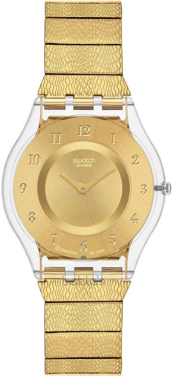 Swatch Women's Gold Dial Stainless Steel Band Watch [SFK355G]