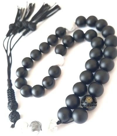 Mate Onyx and Hawlite Stones Tasbeeh Prayer Beads Accessory for Men