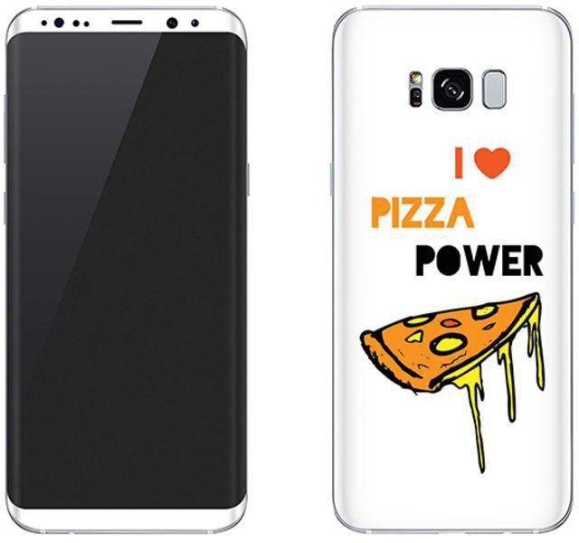 Vinyl Skin Decal For Samsung Galaxy S8 I Love Pizza (White)