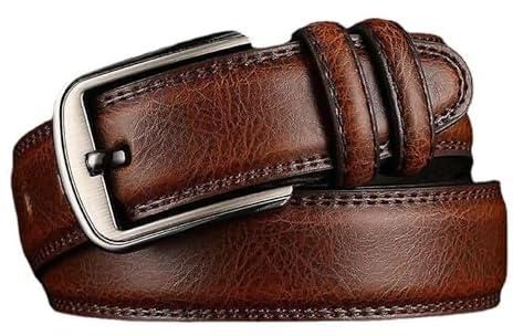 Men's Leather Pin Buckle Belt, Perfect for Suits/Jeans/Casual and Formal Wear