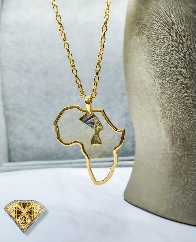 3Diamonds Gold Plated Pharaonic Shape Pendant Necklace - Embrace Ancient Egypt's
