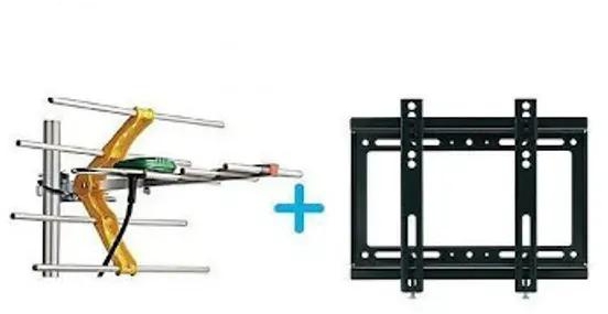 Digital TV Aerial + 10M Cable + TV Wall Mount Bracket 14" – 42
