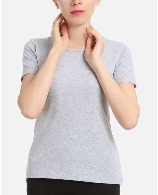 Honna Half Sleeves Cotton T-Shirt - Heather Light Grey