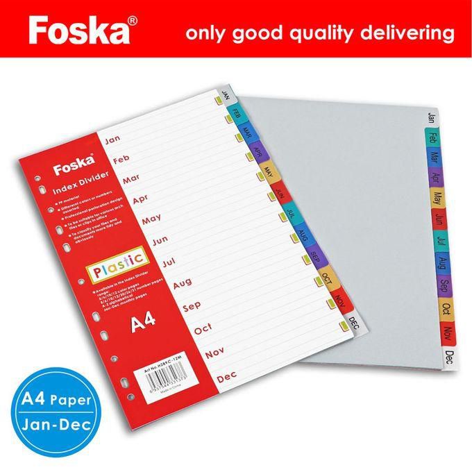 FOSKA PVC File Index Divider Jan-Dec