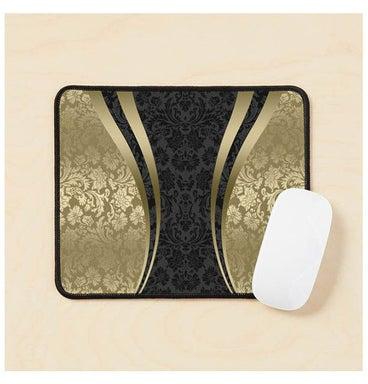 Black And Gold Damasks And Geometric Stripes Mouse Pad Multicolour