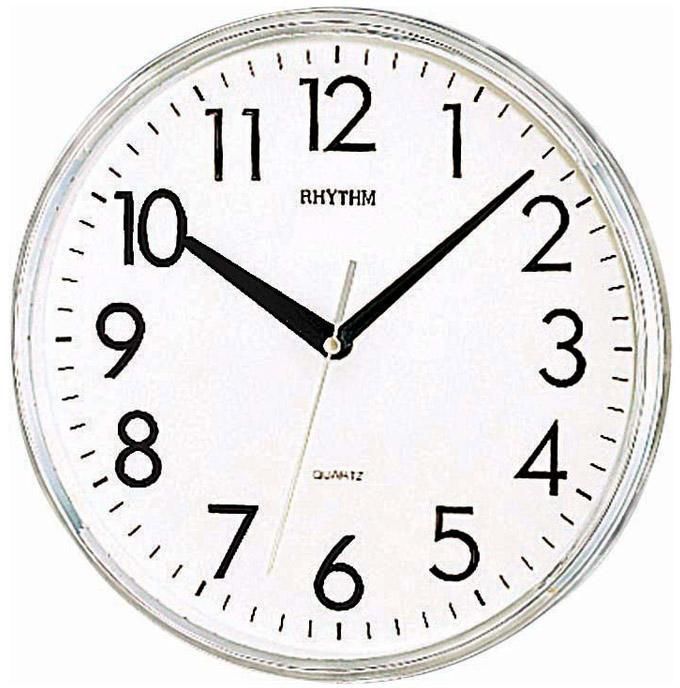 Rythm CMG716BR19 Plastic Wall Clock - Silver,White