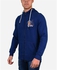 Town Team Chest Logo Two Side Pockets Zip Up Hooded Sweatshirt - Navy