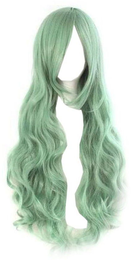 Long Wavy Hair Wig Green
